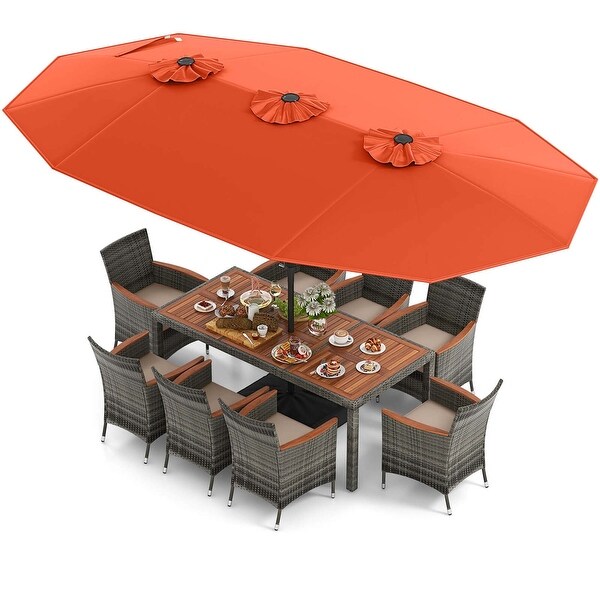 Costway 10 Pieces Patio Wicker Dining Set with DoubleSided Patio