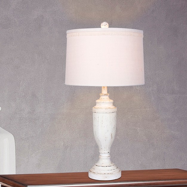 Distressed Formal Resin Table Lamp Cottage Antique White Fangio Lighting