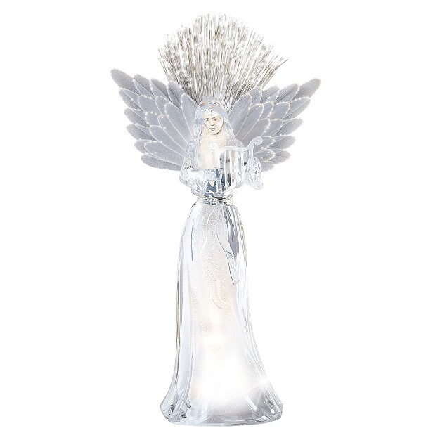 Collections Etc Elegant Fiber Optic Angel With Harp Tabletop Figurine 6 X 3 25 X 12