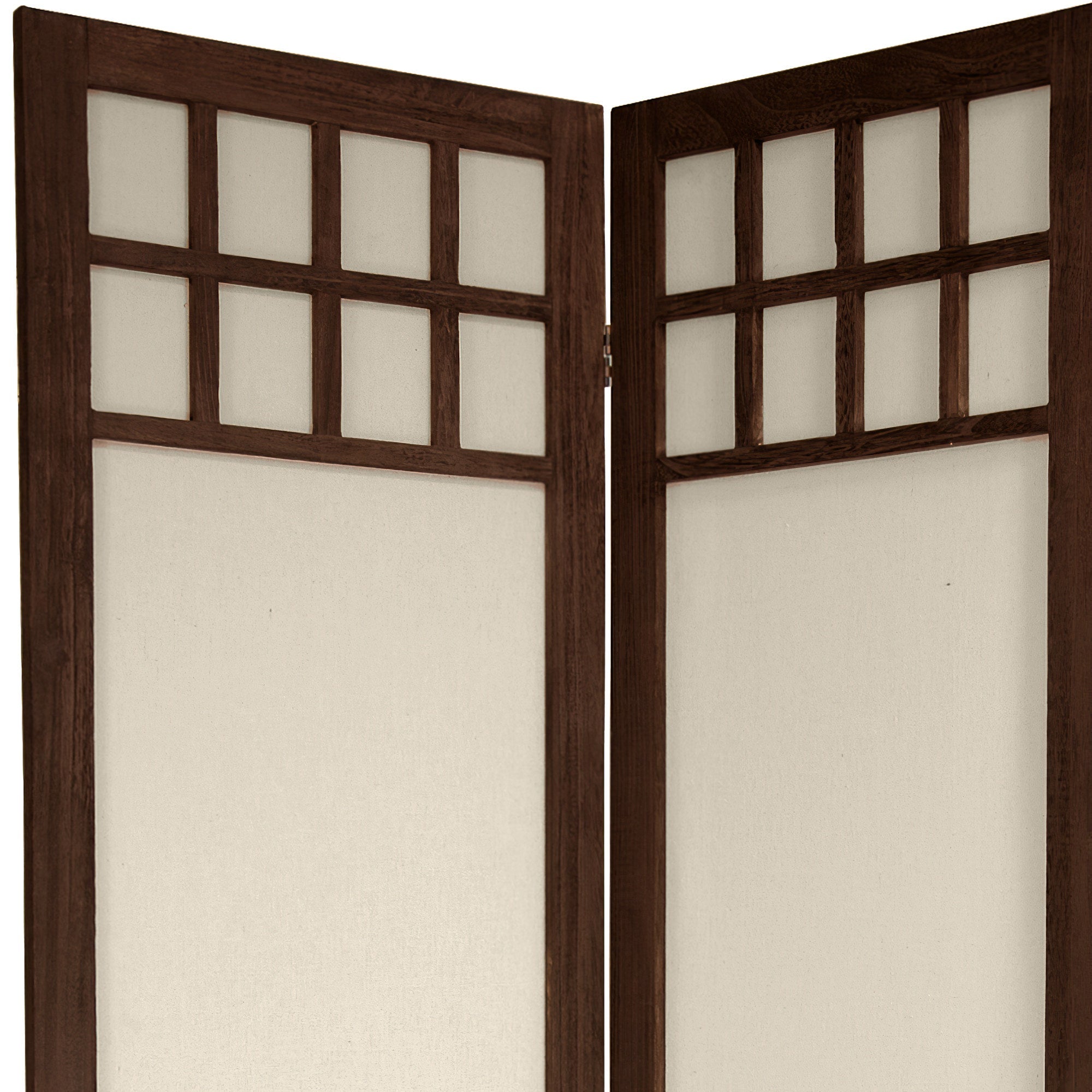 Oriental Furniture 5 1/2 ft. Tall Window Pane Fabric Room Divider, 4 panel, burnt brown color, Fabric pane, Traditional