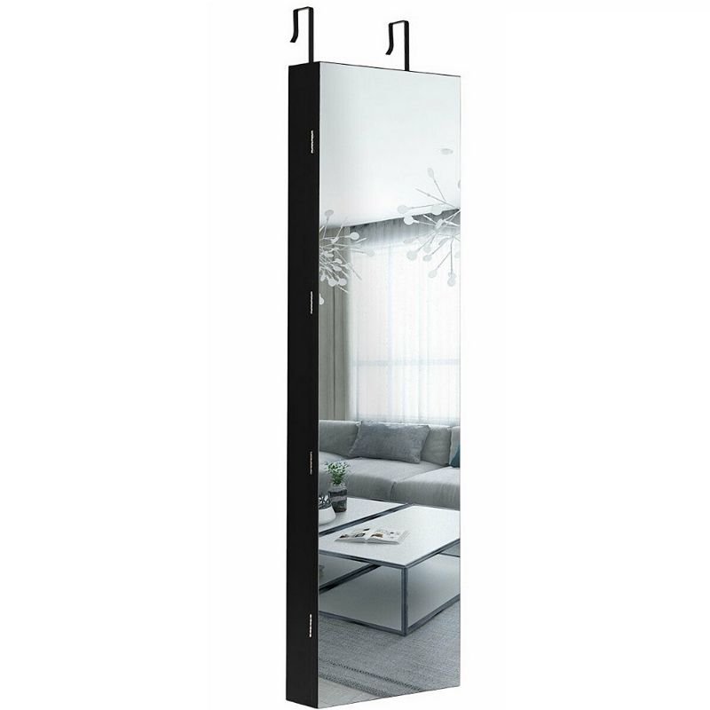 Wall and Door Mounted Mirrored Jewelry Cabinet with Lights