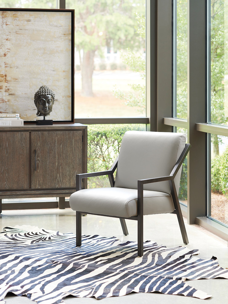 Weldon Leather Chair   Midcentury   Armchairs And Accent Chairs   by Lexington Home Brands  Houzz