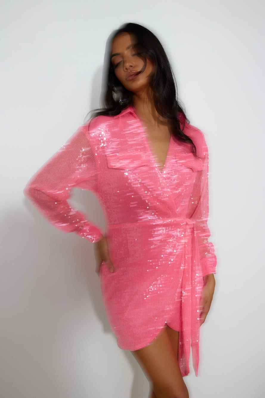 Party Shirt Dress Pink