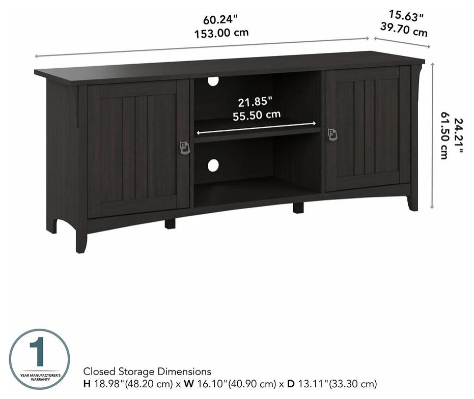 Bush Furniture Salinas TV Stand for 70 Inch TV  Vintage Black   Entertainment Centers And Tv Stands   by Homesquare  Houzz