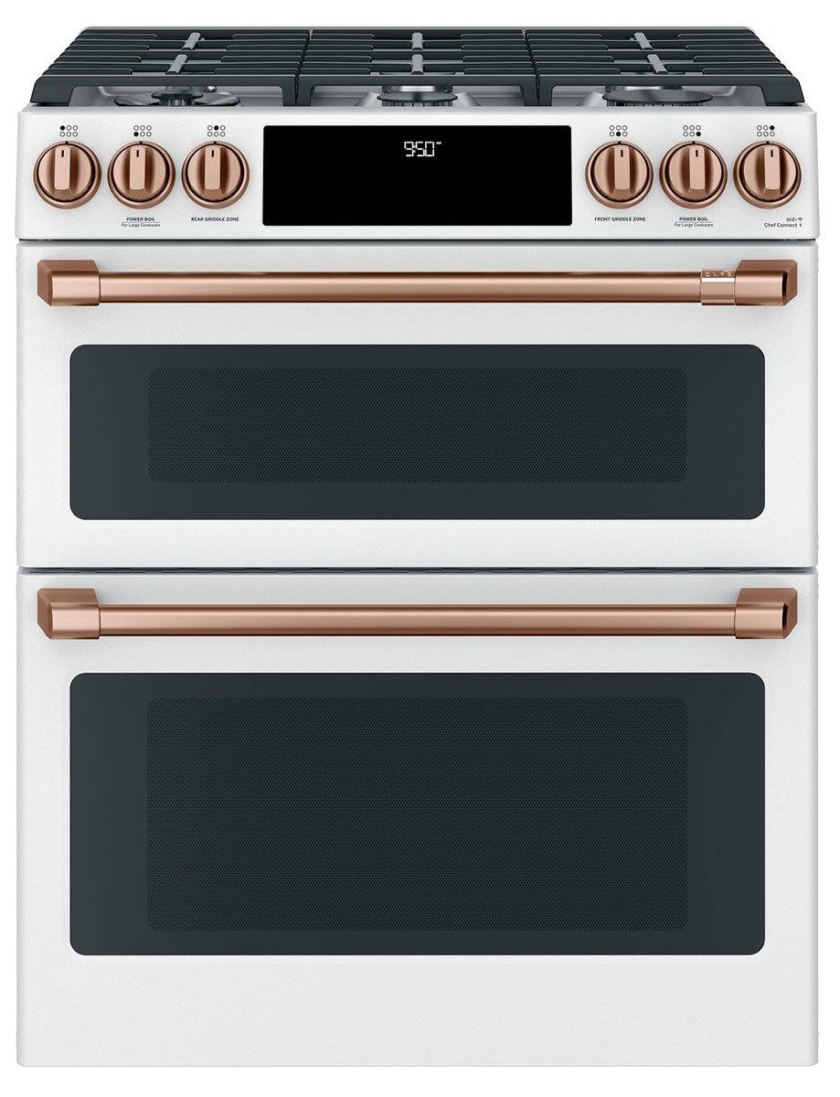 Cafe Brushed Copper Front Control Gas Knobs And Handles