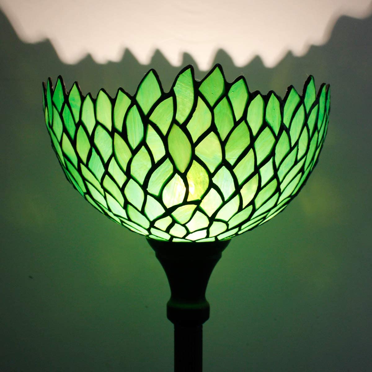 BBNBDMZ  Floor Lamp Green Wisteria Stained Glass Light 12X12X66 Inches Pole Torchiere Standing Corner Torch Uplight Decor Bedroom Living Room  Office S523 Series