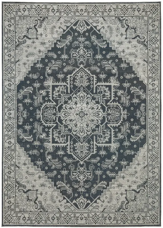 Intrigue 5 x 8 Blue and Beige Area Rug