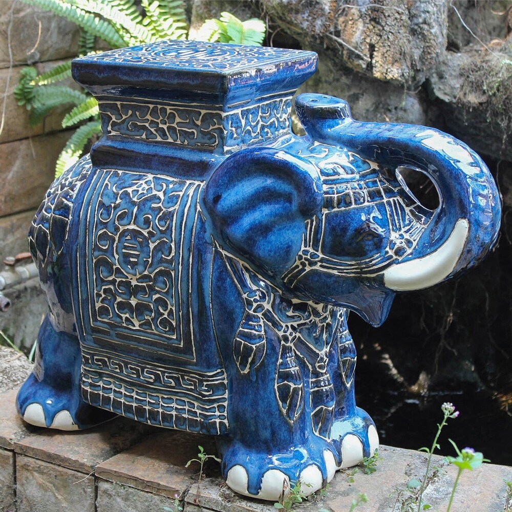 International Caravan Large Porcelain Elephant Stool