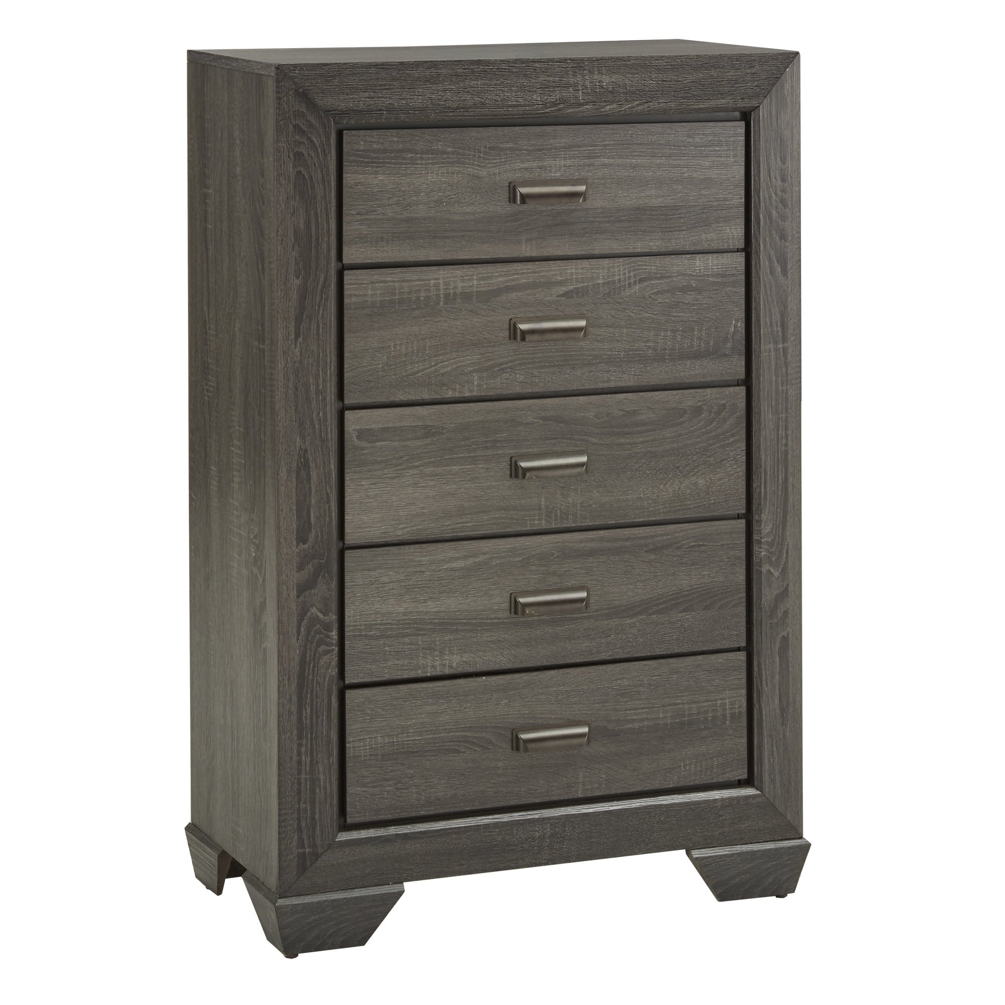 Weston Home Ailsa Transitional 5 Drawer Wood Panel Dresser, Gray