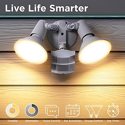 iHome Spectra Smart Flood Light White Light Bulb PAR38， 1200 Lumens， 13W， WiFi Smart Bulb， 2-Pack