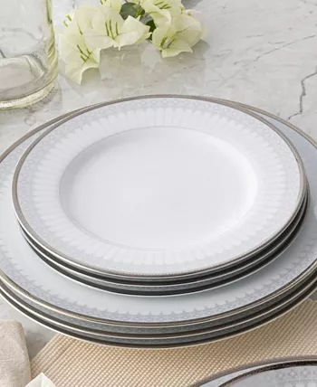 Noritake Silver Colonnade 4 Piece Salad Plate Set Service for 4