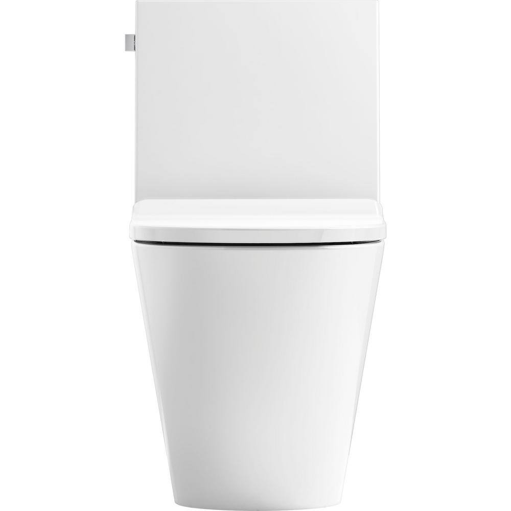 KOHLER Brazn 1-Piece 0.8 GPF Dual Flush Compact Elongated Toilet in White with Skirted Trapway Seat Included K-22378-0