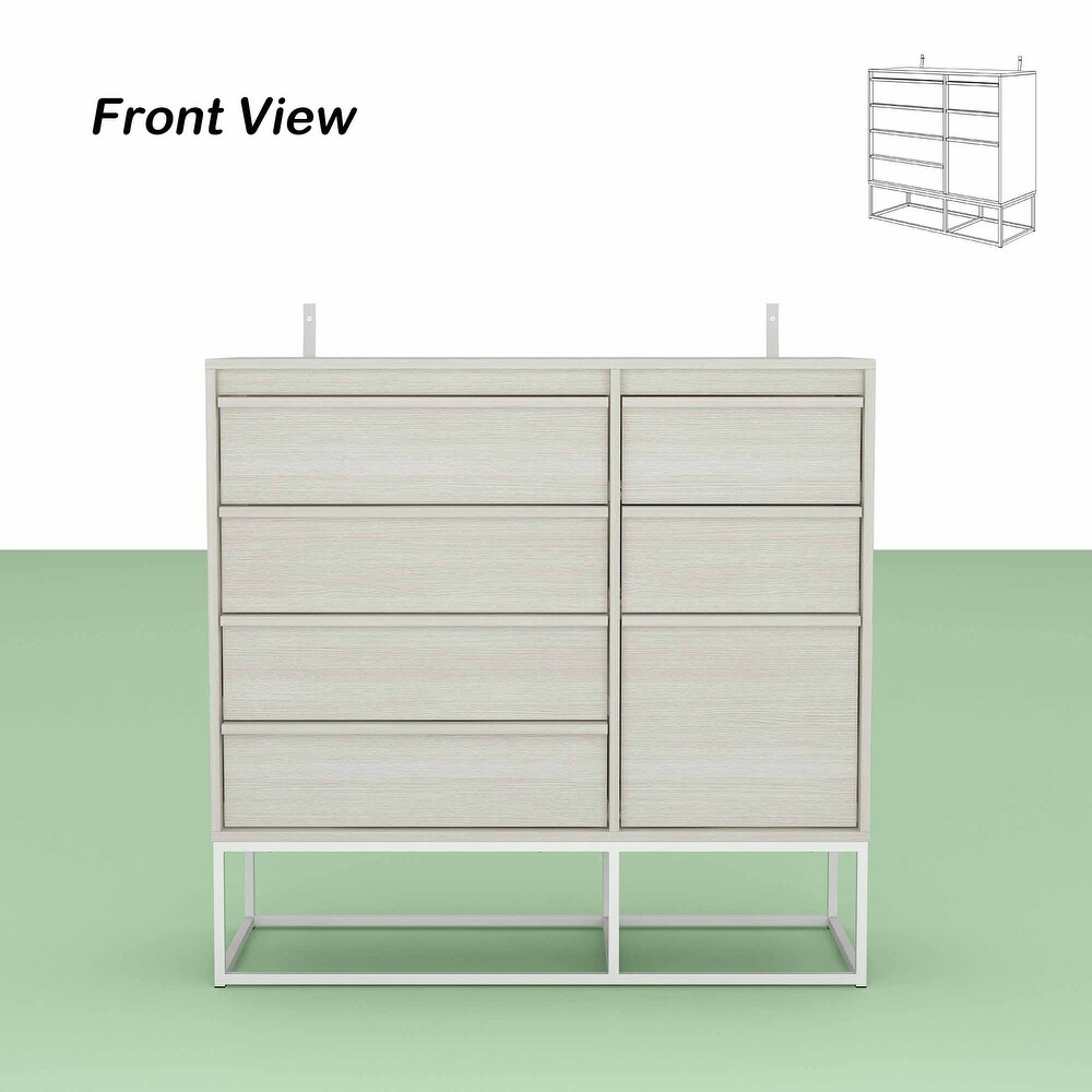 Contemporary 7 Drawer Wooden Chest Versatile Storage in Beige Dresser