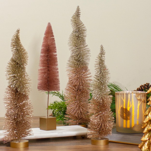 Gold Glittered Spiral Sisal Christmas Tree Tabletop Decoration