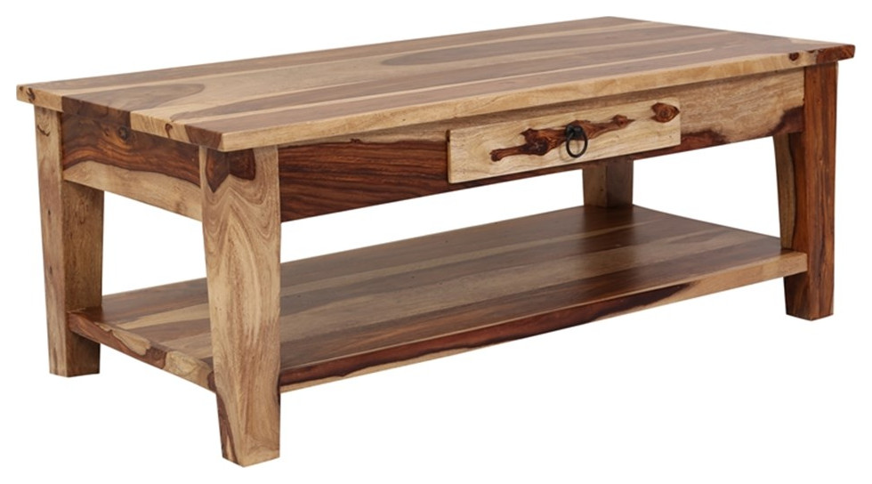 Sante Fe Solid Sheesham Wood Coffee Table With Drawer   Coffee Tables   by Homesquare  Houzz