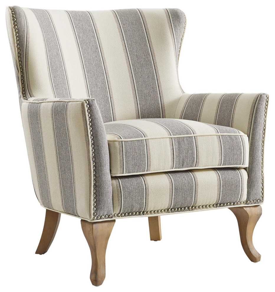 Comfortable Accent Chair  Padded Seat  ampFlared Arms With Nailhead   Traditional   Armchairs And Accent Chairs   by Decorn  Houzz