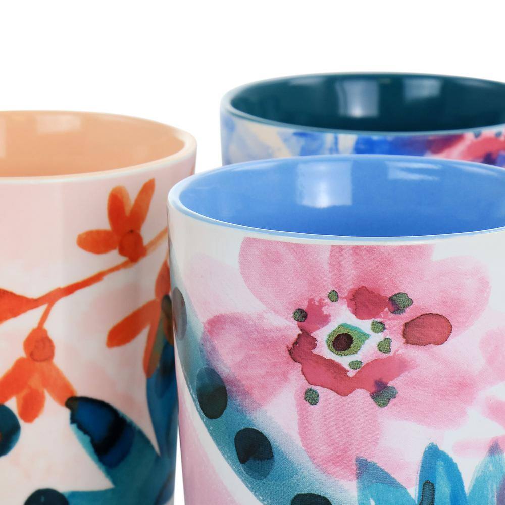 Spice BY TIA MOWRY Goji Blossom Fine Ceramic 4 Piece 17oz Mug Set in Multi Color 985118327M