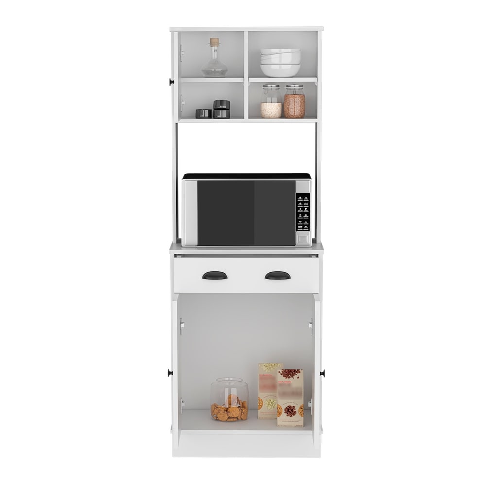 Microwave Storage Stand with 3 Doors and Drawer Arlington  White / Macadamia Finish