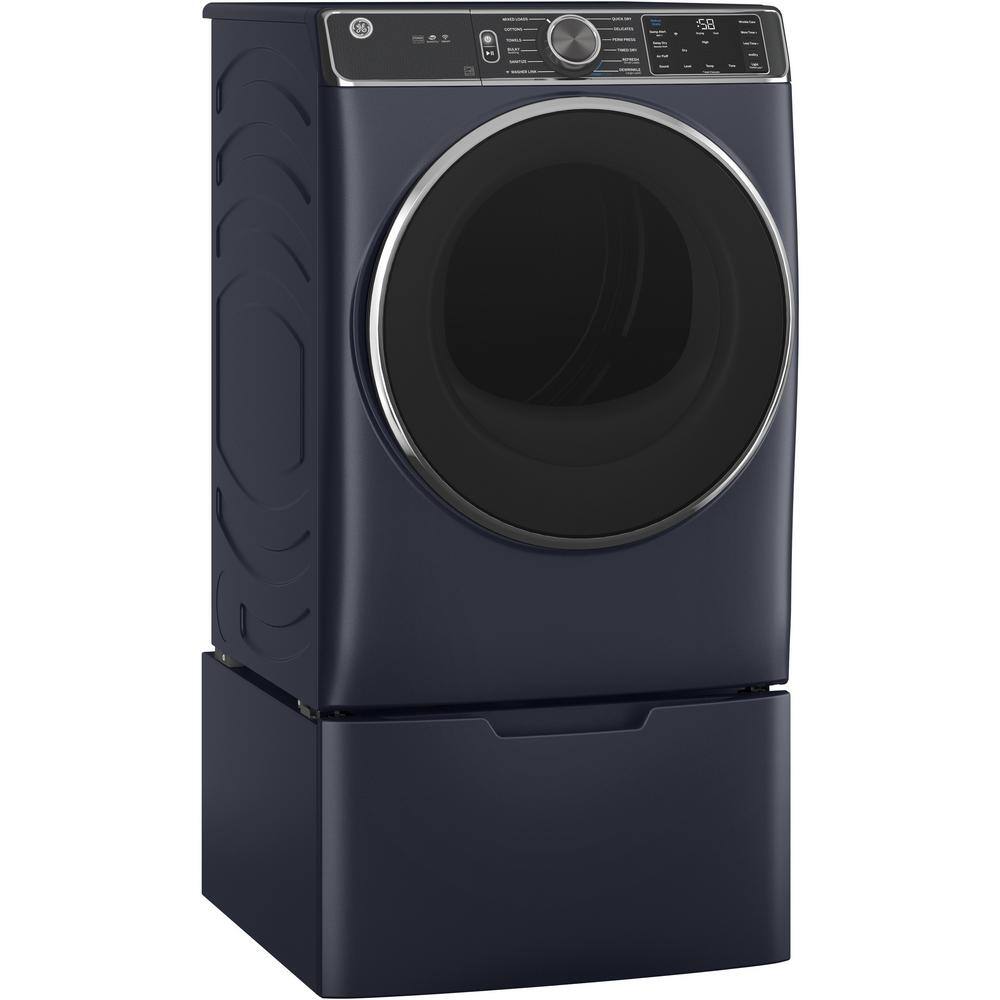 GE 7.8 cu. ft. Smart Front Load Gas Dryer in Sapphire Blue with Steam and Sanitize Cycle ENERGY STAR GFD85GSPNRS