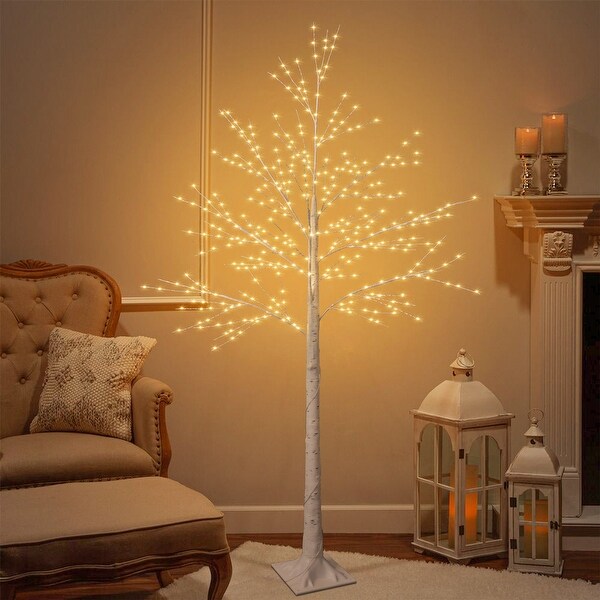 Lighted Twig Birch Tree with Fairy Lights 6ft Birch Tree 440LED Warm 8 Lighting Modes Artificial Plant (Plugin)