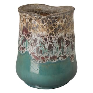 Emissary Sack 22 in. D x 30 in. H Reef Teal Ceramic Round Planter with Drainage Hole 12186RT-3