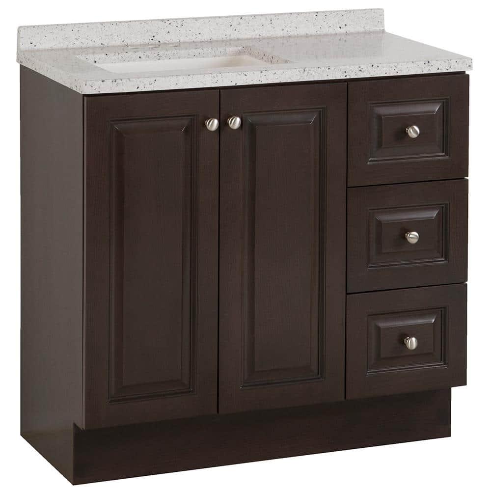 Glacier Bay Northwood 37 in W x 19 in D Bathroom Vanity in Dusk with Solid Surface Vanity Top in Silver Ash with White Sink