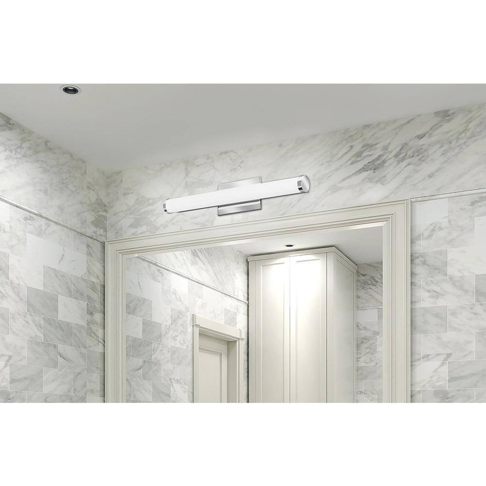 Lithonia Lighting 22.38 in. Chrome LED Selectable Color Temperature 300035004000K Dimmable LED Contemporary Cylinder Vanity Light FMVCCLS 24IN MVOLT 30K35K40K 90CRI KR M6