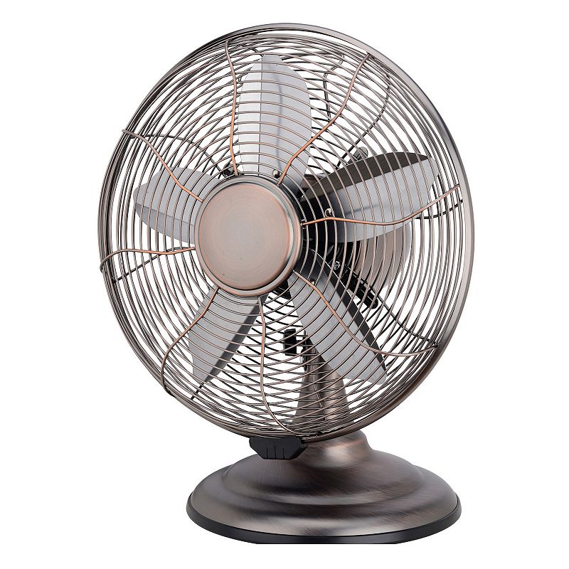 Optimus F-6212 Powerful 3 Speed 12 Portable Retro Oscillating Table Fan， Bronze