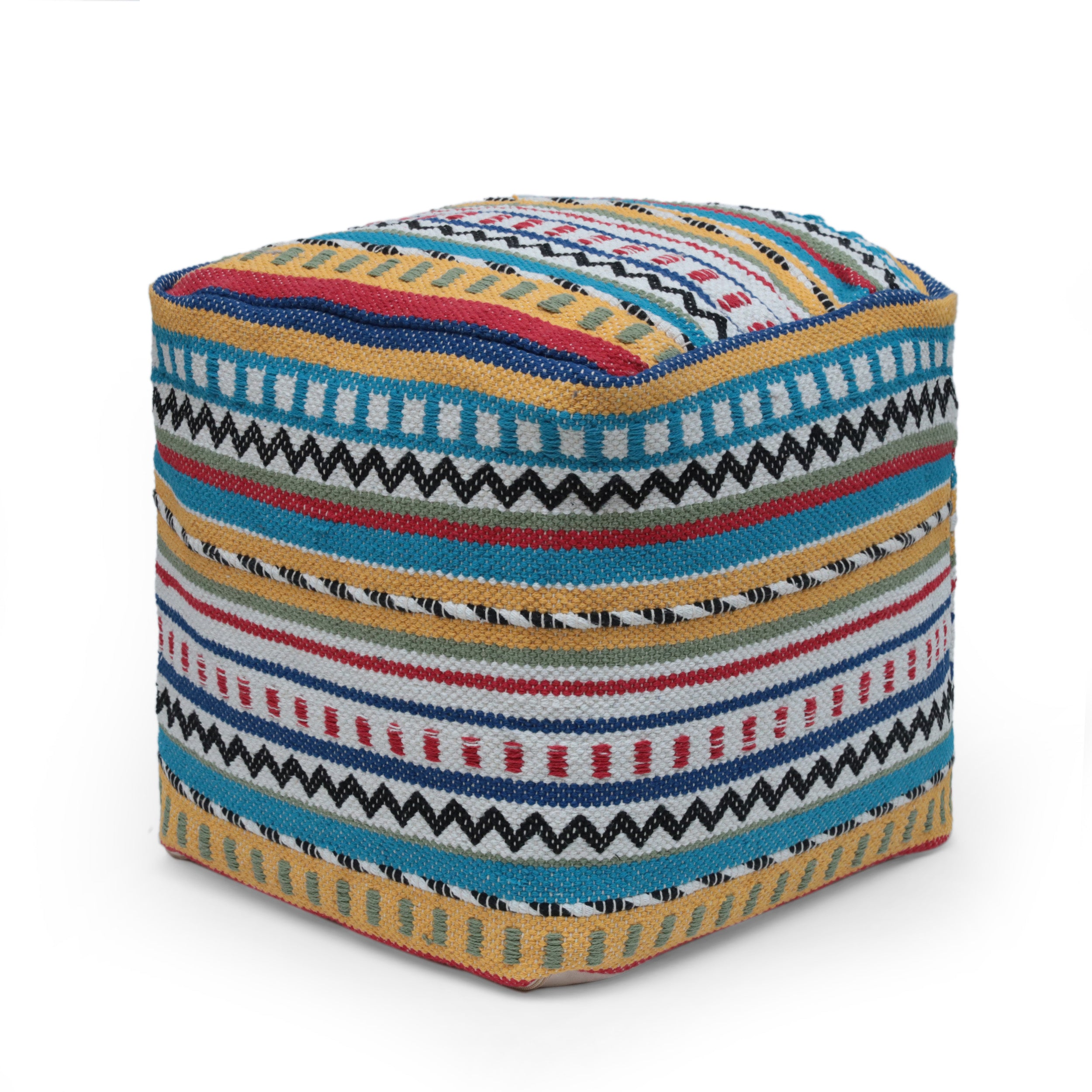 Hilliard Boho Handcrafted Peruvian Print Cube Pouf