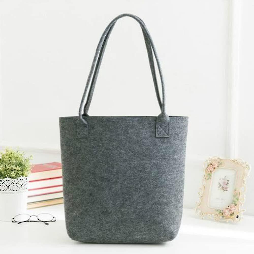 Felt Bags Shopper 2pcs Shopping Bag Made Of Felt Tote Bag With 2 Handles (dark Grey)