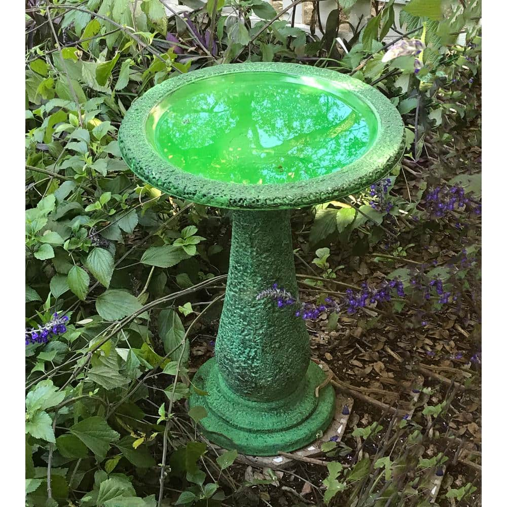 Exaco 24 in. H x 18 in. W Endura Clay 2-Shade Green Bird Bath FM-2470G