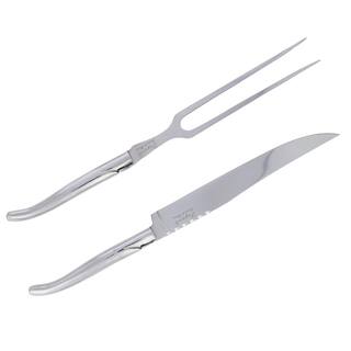 French Home Laguiole Stainless Steel Carving Knife and Fork Set. LG046