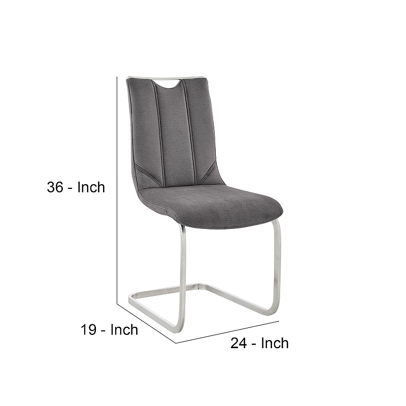 Dining Chair with Metal Cantilever Base， Set of 2， Gray and Silver