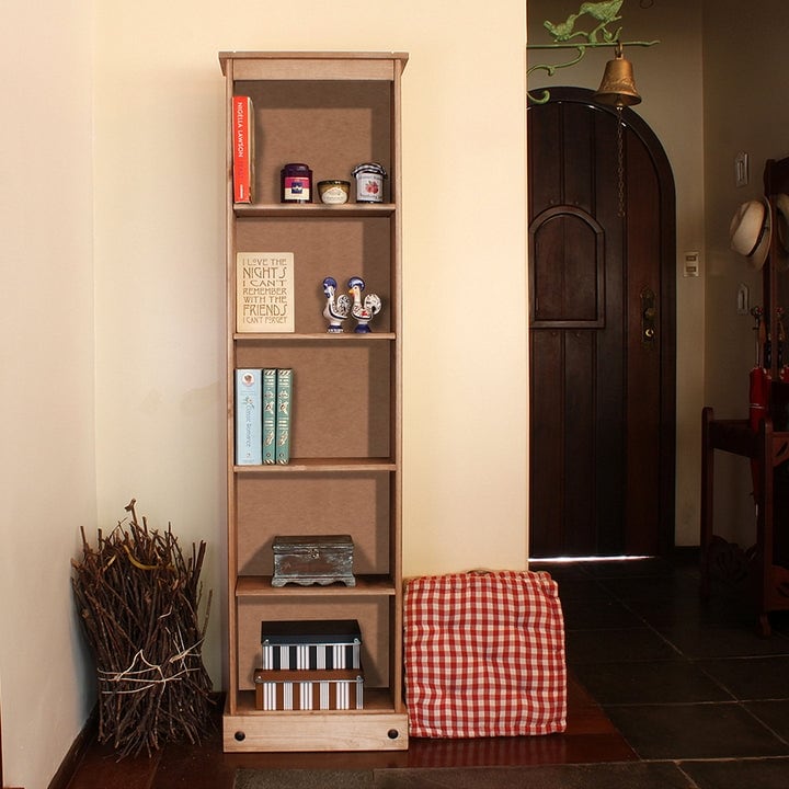 Wood Bookcase Tall Narrow Corona Collection  Furniture Dash