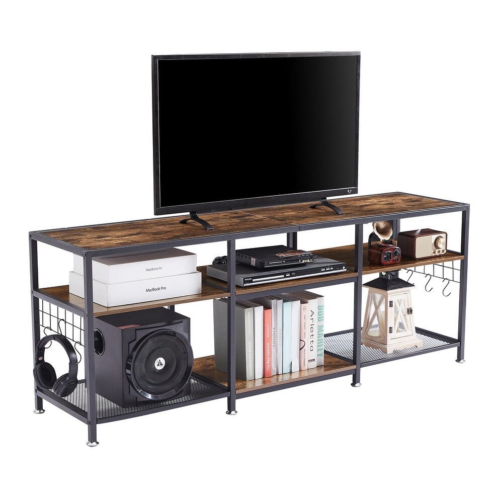 End Table  55 Inch up to 71 Inches TV Stand with Storage Shelves  3 Tier Television Cabinet