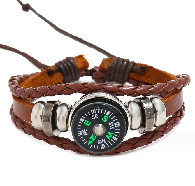 Custom Exquisite Wrist Compass Jewelry Compass Gift Adjustable Detachable Promotion Compass for Camping Hiking Gear