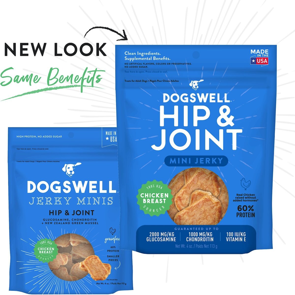 Dogswell Jerky Minis Hip and Joint Chicken Recipe Grain-Free Dog Treats