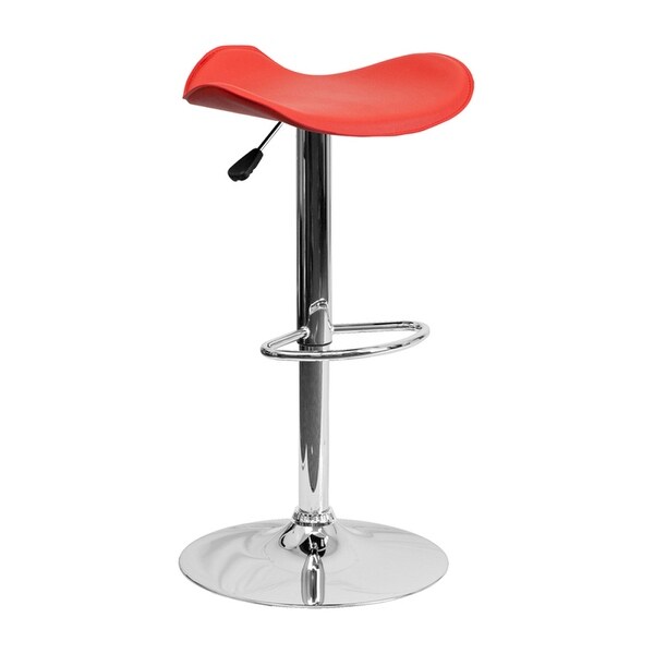 Contemporary Black Vinyl Adjustable Height Bar Stool