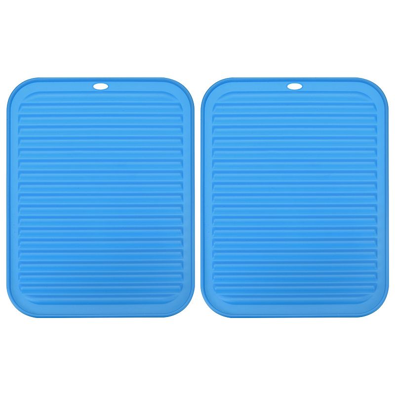 2 Pcs 12 x 9 Under Sink Drain Pad Silicone Dish Drying Mat Set