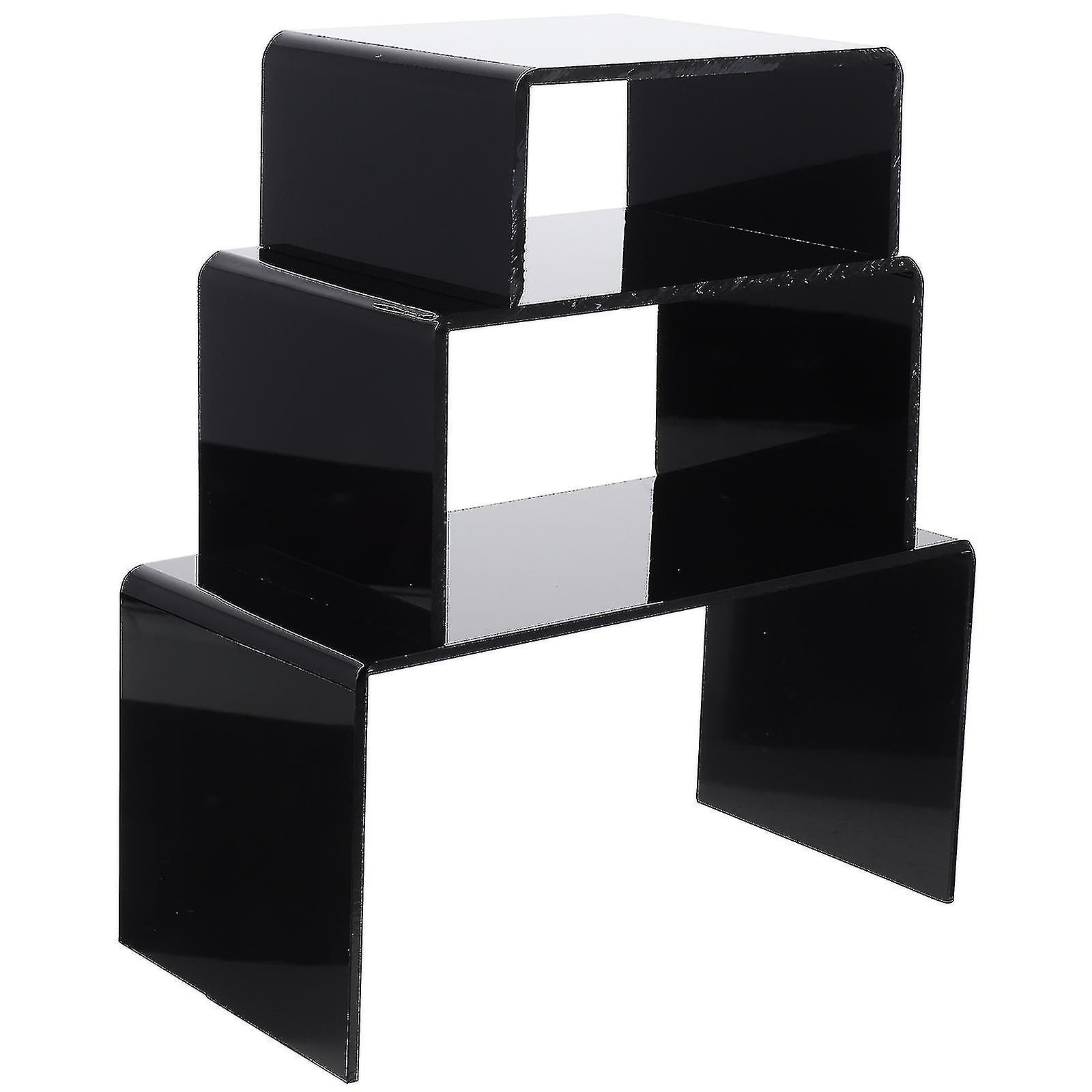 3pcs Acrylic Cosmetics Display Stand Ladder Designed Storage Rack Jewelry Holder