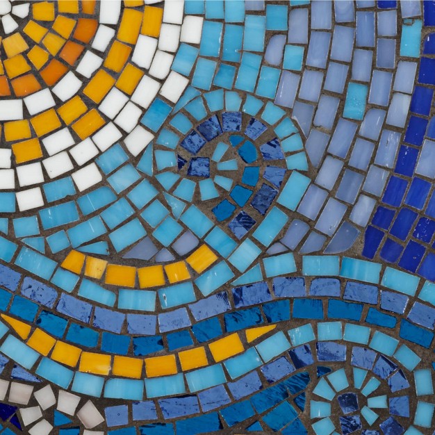 Wide Set Of 2 Blue Mosaic Tabletop For Front Porch Patio Home House