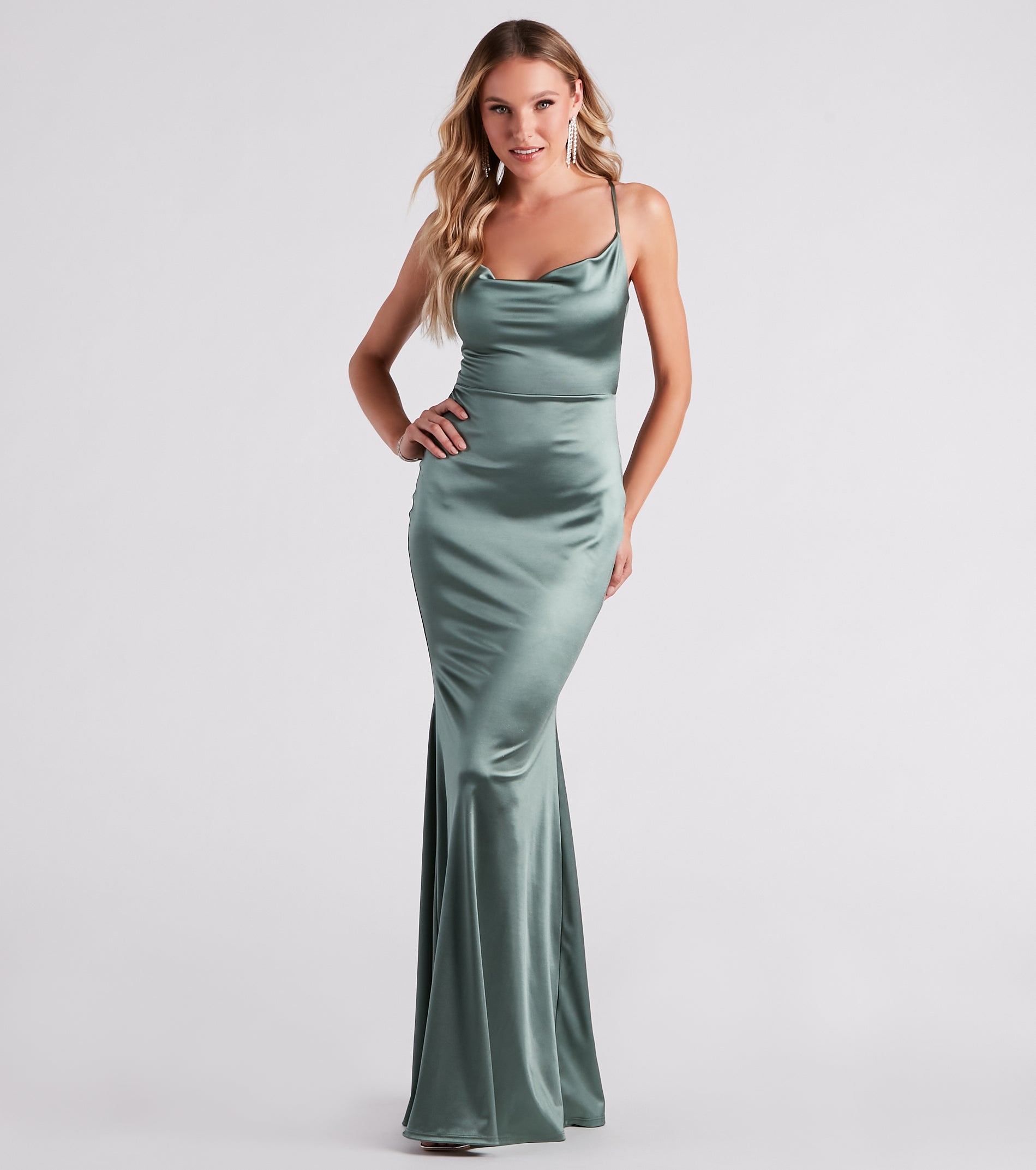 Jennifer Stretch Satin Ruched Formal Dress