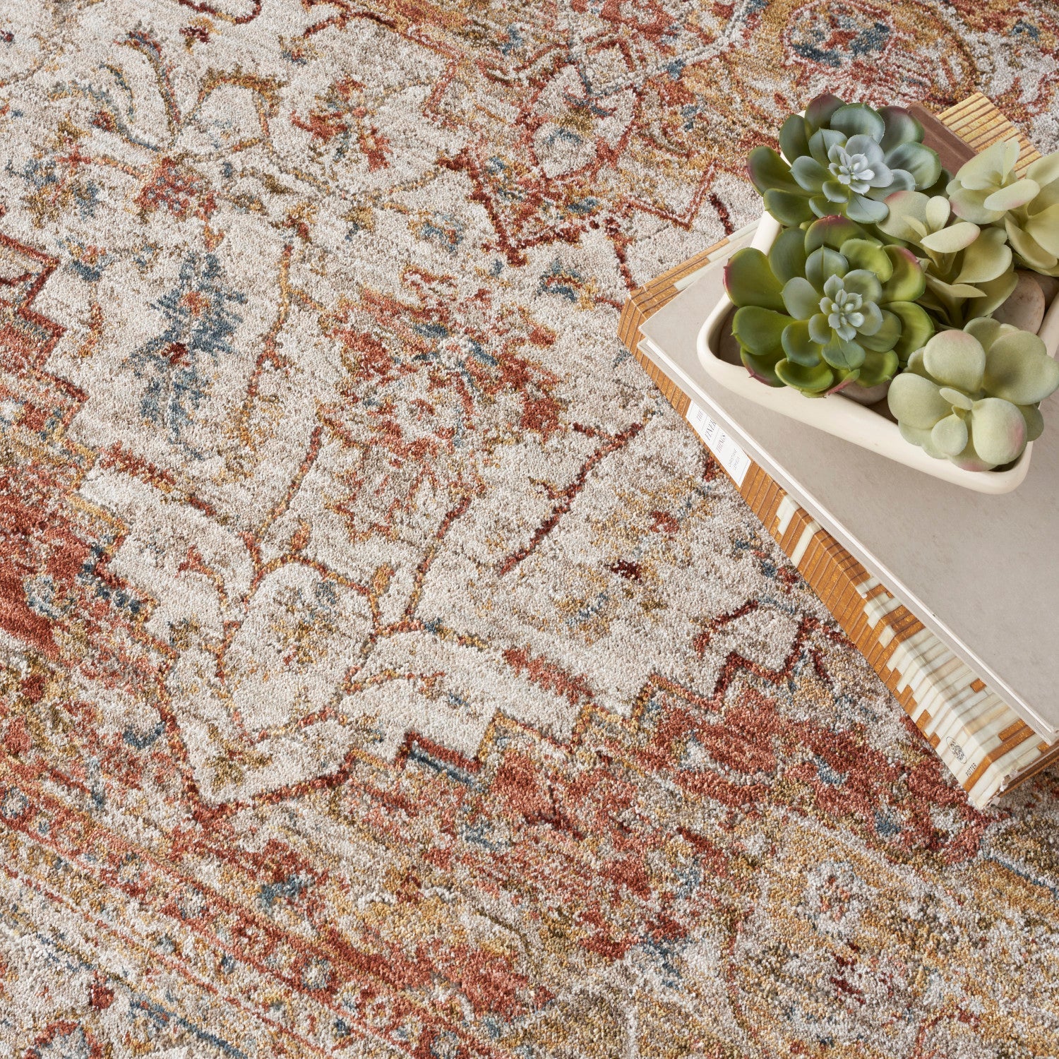 Sahar Ivory Rust Vintage Rug