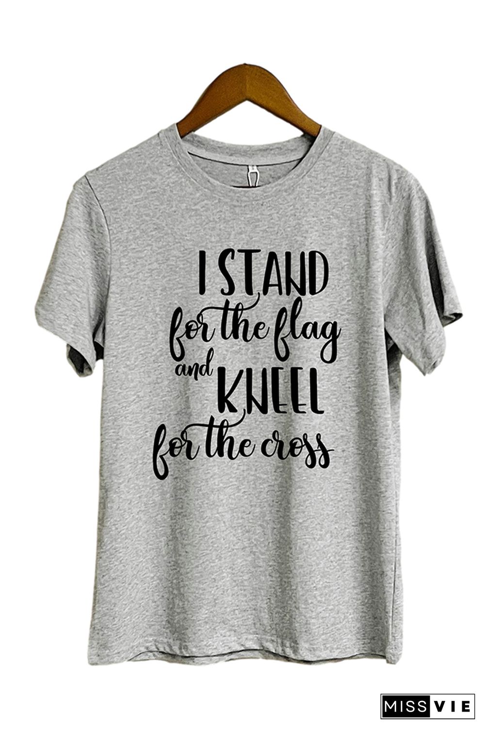 I Stand for the Flag and Kneel for the Cross Over Fear Short Sleeve Graphic Tee Wholesale