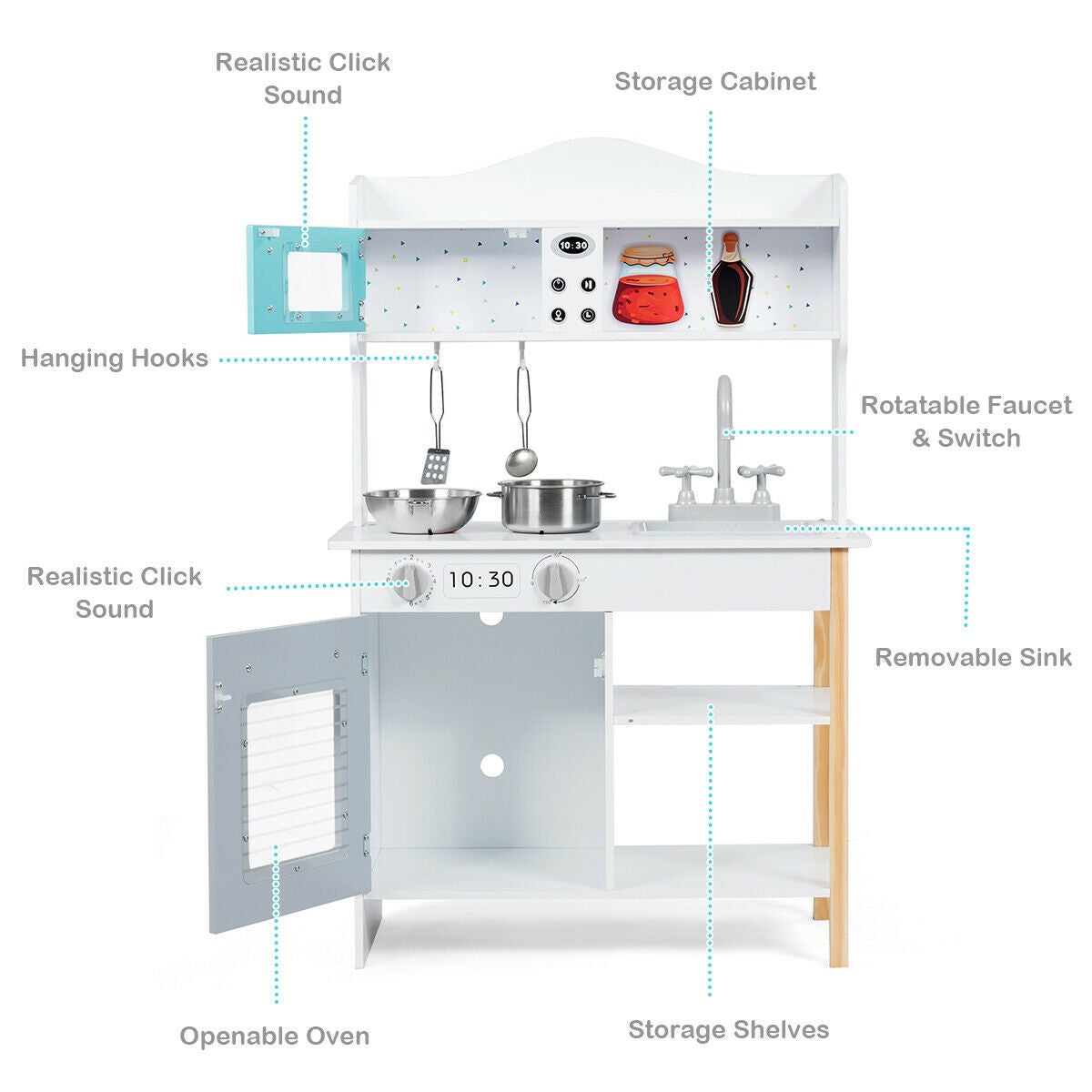 Costzon Kids Kitchen Playset, Cooking Pretend Play Toy Set with Sink