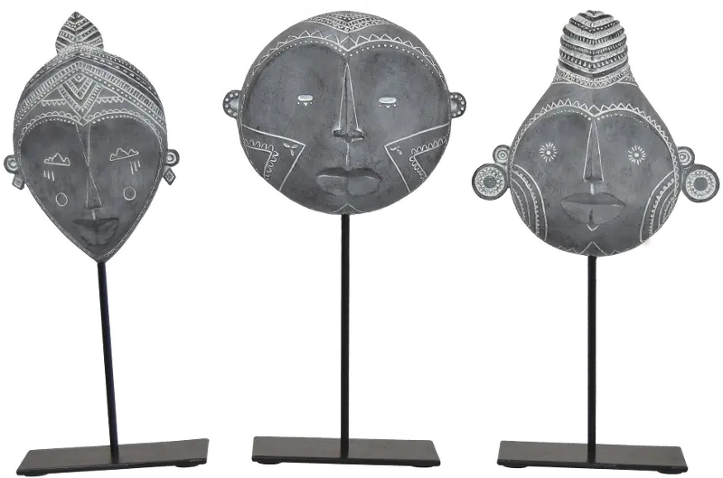 Assorted 11 Inch Gray Mask on Stand