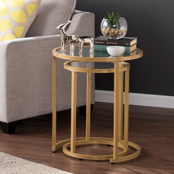 SEI Furniture Grant Gold Glam 2-piece Nesting Side Table Set