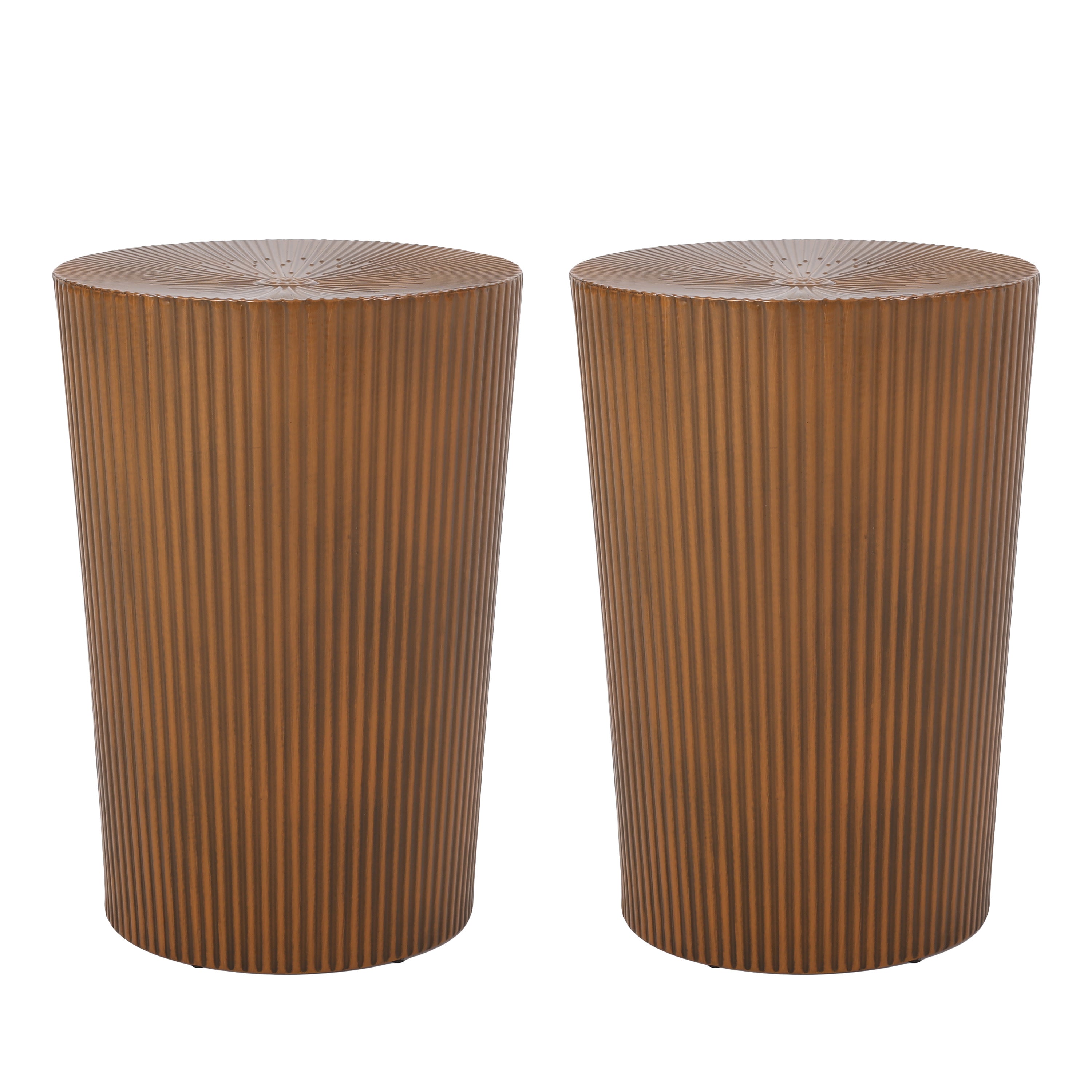 Pamsha Modern Metal Sunburst Side Tables, Set of 2