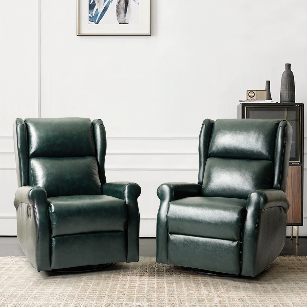 Baksoho Contemporary Leather Swivel Nursery Chair with Metal Base Set of 2 by HULALA HOME