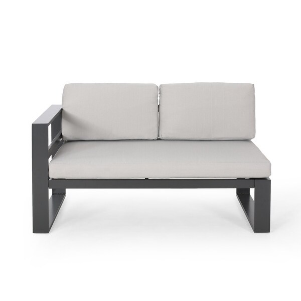 Dursley Outdoor Aluminum Sectional Sofa with Coffee Table by Christopher Knight Home